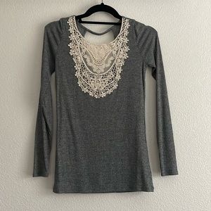 Hollister Lace Detail Cutout Long Sleeve Top